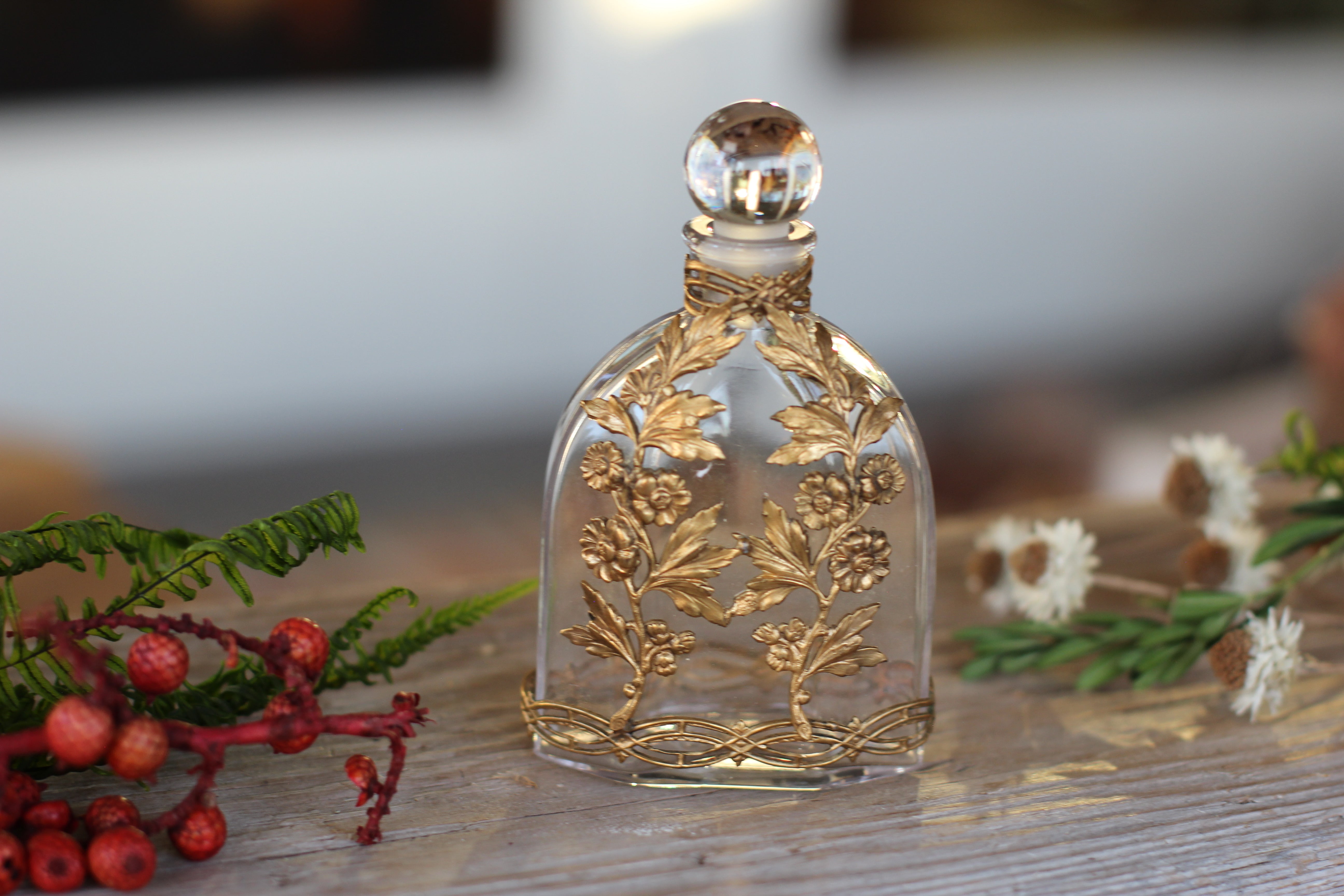 Antique Crystal Filigree Collar Perfume Bottle