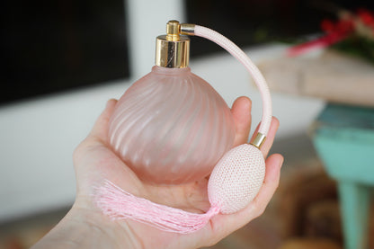 Antique Pink Long Bulb Automizer Perfume Bottle