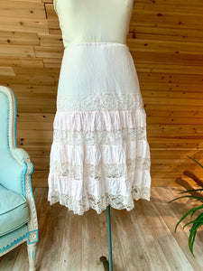Vintage Light Pink Lace Tiered Skirt