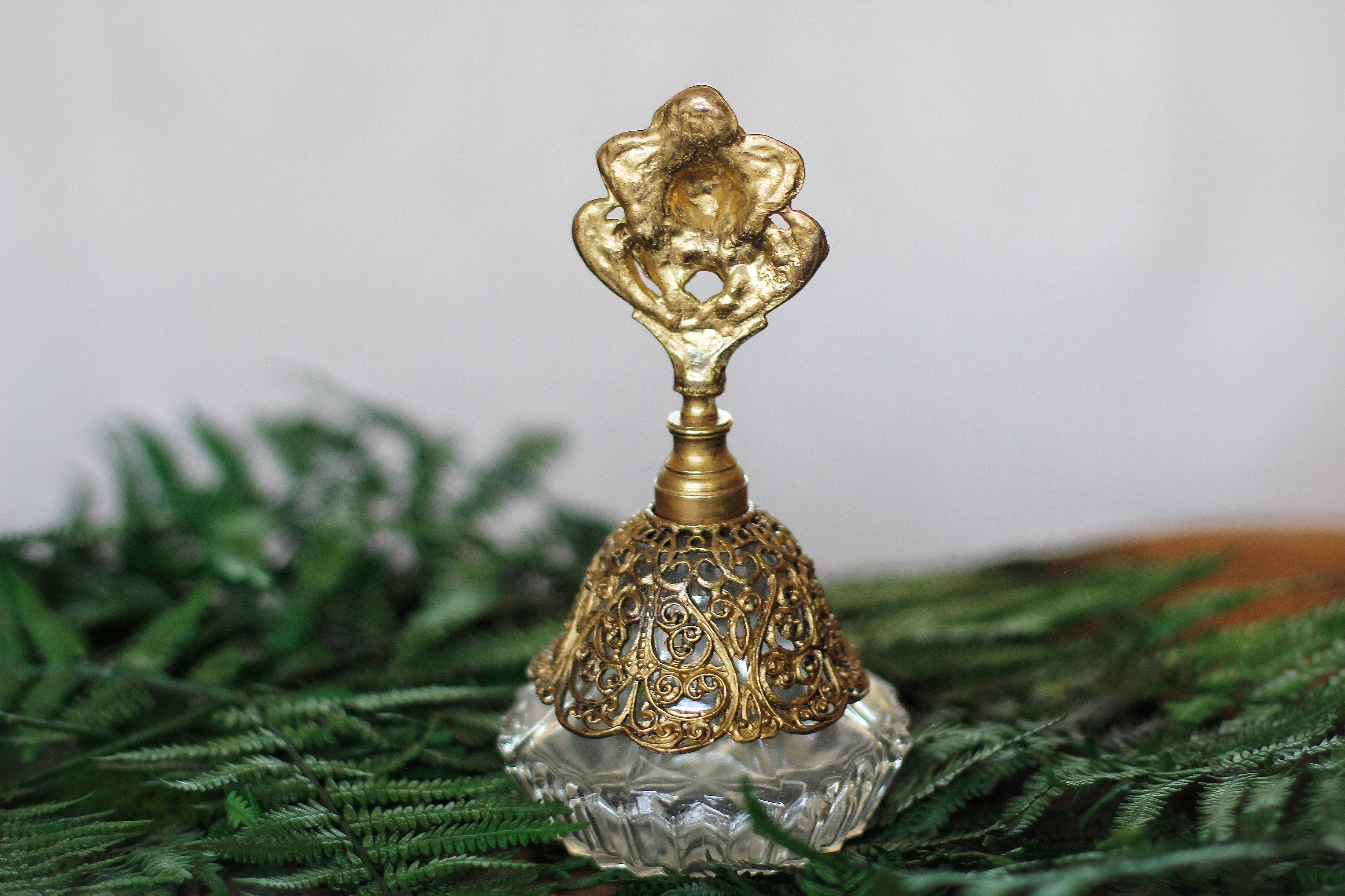 Antique Gold Filigree Rose Perfume Bottle