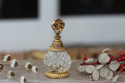 Antique Rare Stylebuilt Rose Glass Perfume Bottle