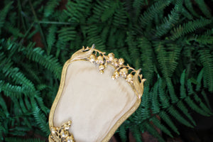 Antique Lily of the Valley Floral Gold Hair Brush