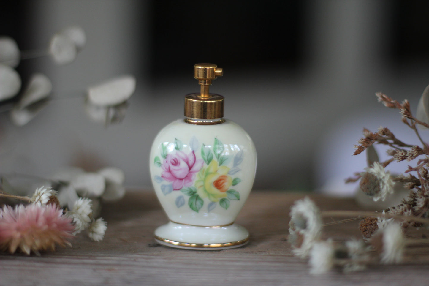 Antique Floral Porcelain Perfume Bottle