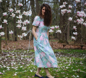 Vintage Floral Teal Laura Ashley Dress