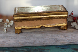 Vintage Florentine Hand Painted Floral Wood Jewelry Box