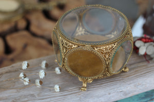 Vintage Claw Feet Beveled Glass Jewelry Box