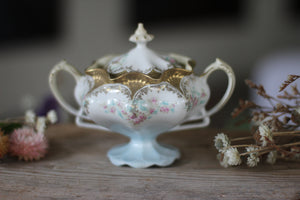 Antique R S Prussia Floral Porcelain Sugar Bowl