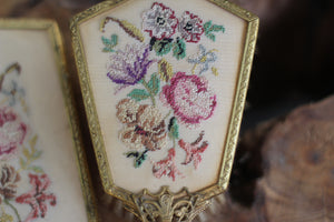 Antique Floral Needlepoint Vanity Set