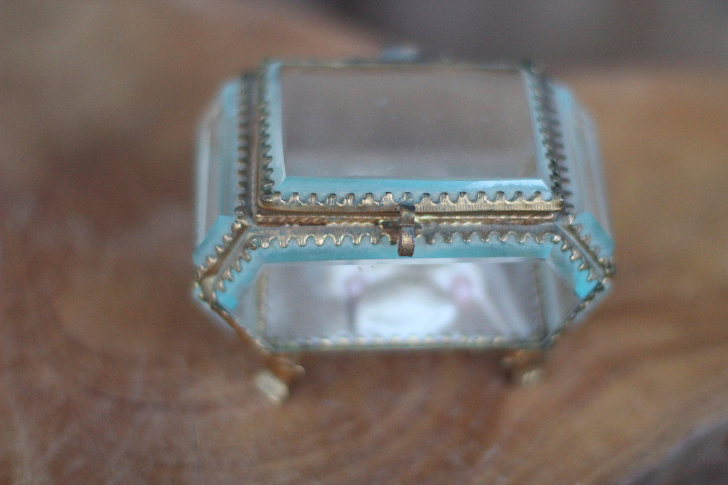 Antique French Victorian Pink Tuft Padding Jewelry Box