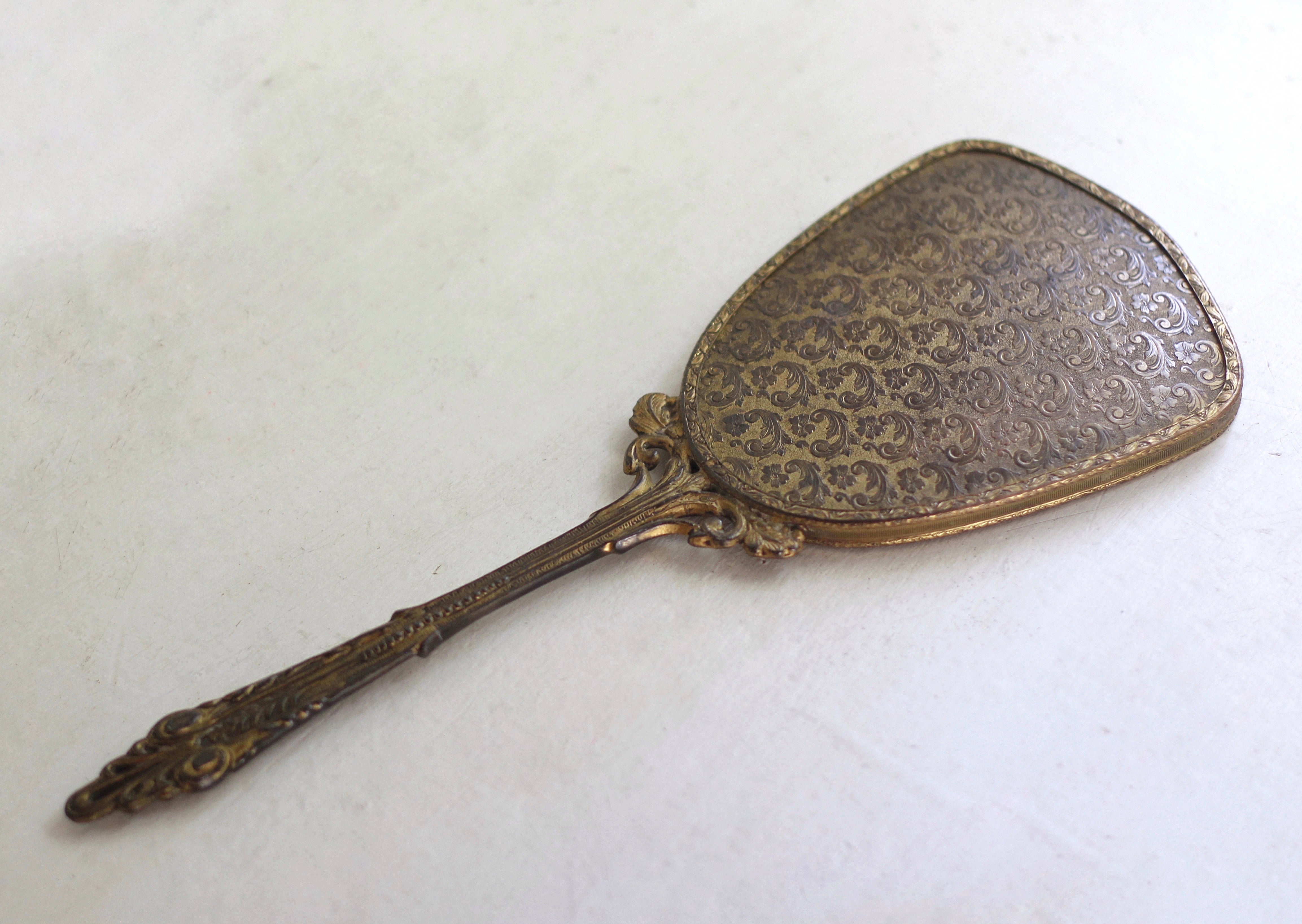 Antique Bronze Hand Mirror