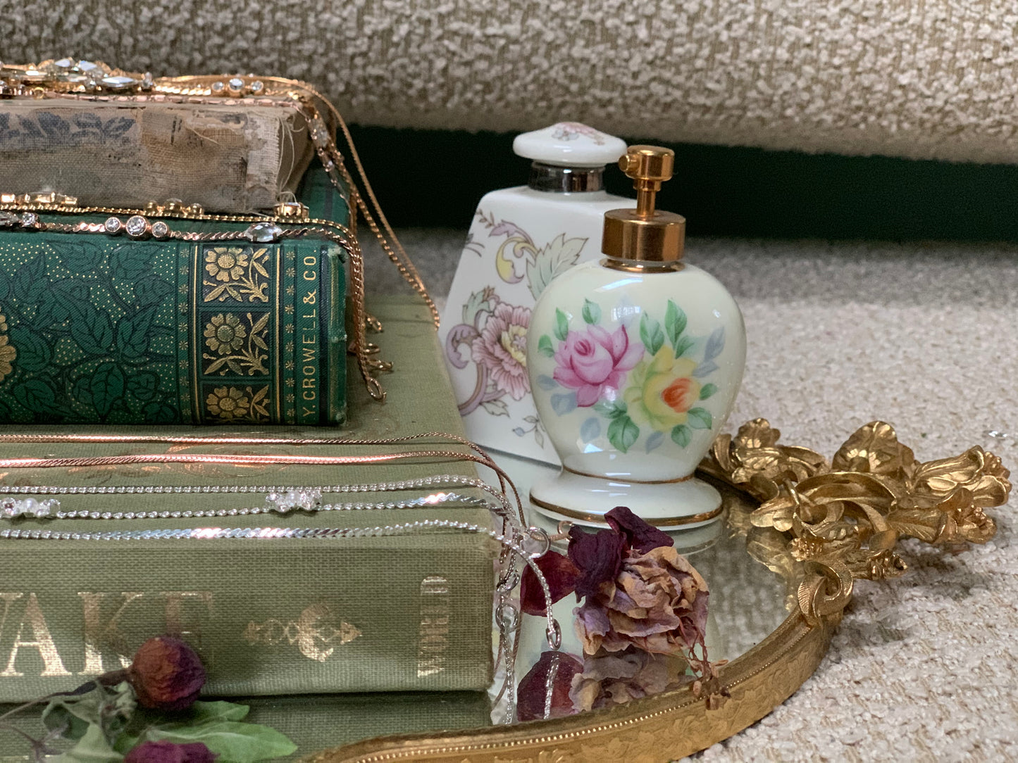 Antique Floral Porcelain Perfume Bottle