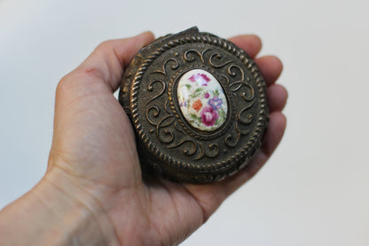 Antique Brass Floral Jewellery Box