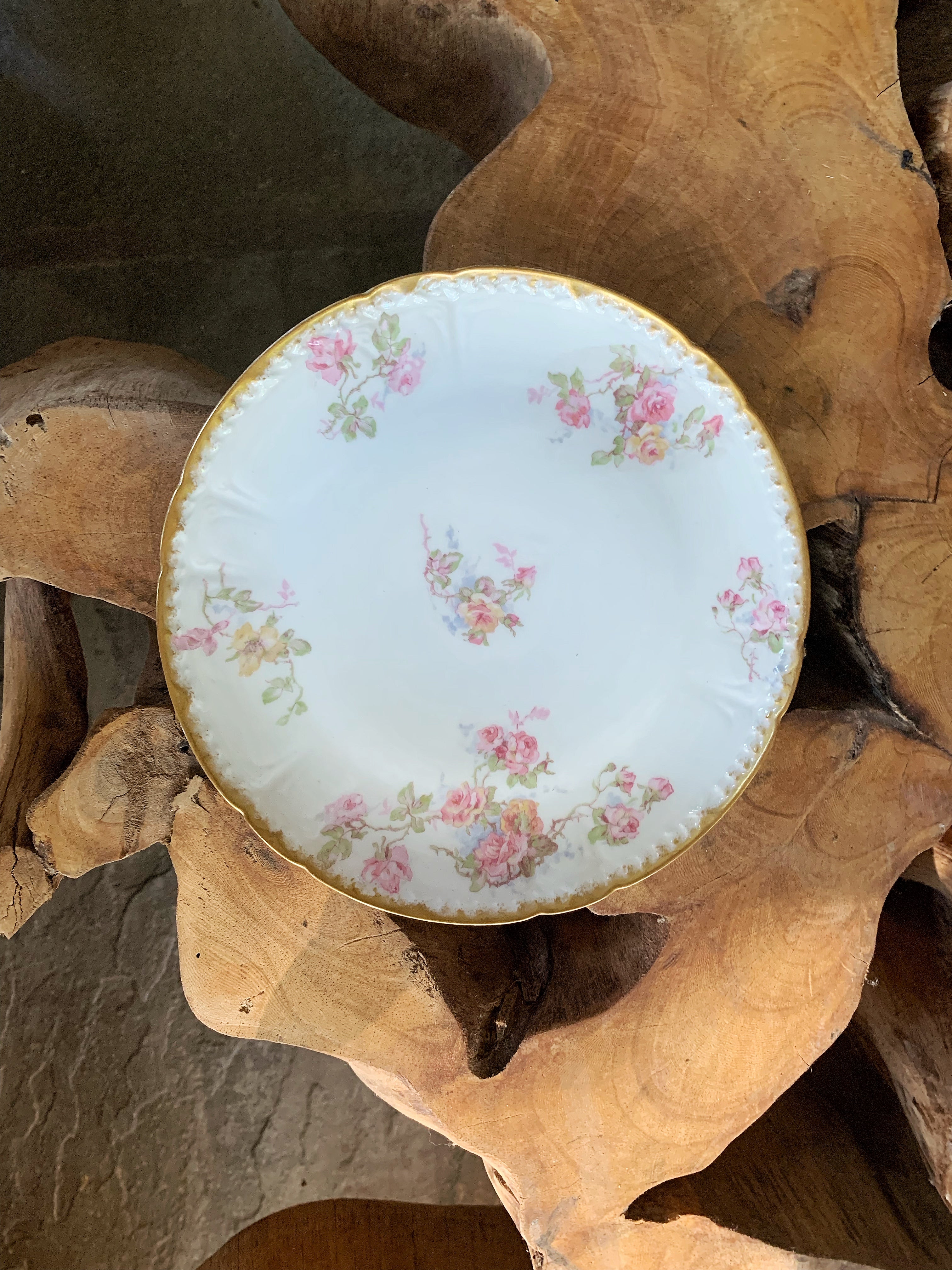 Vintage Roses French Porcelain Dish