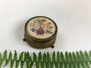 Vintage Floral Needlepoint Trinket