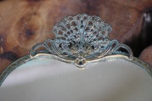 Antique Oxidized Filigree Mirror Tray