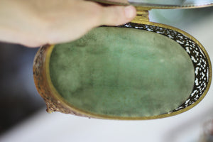Antique Turquoise Oval Roses Jewelry Box