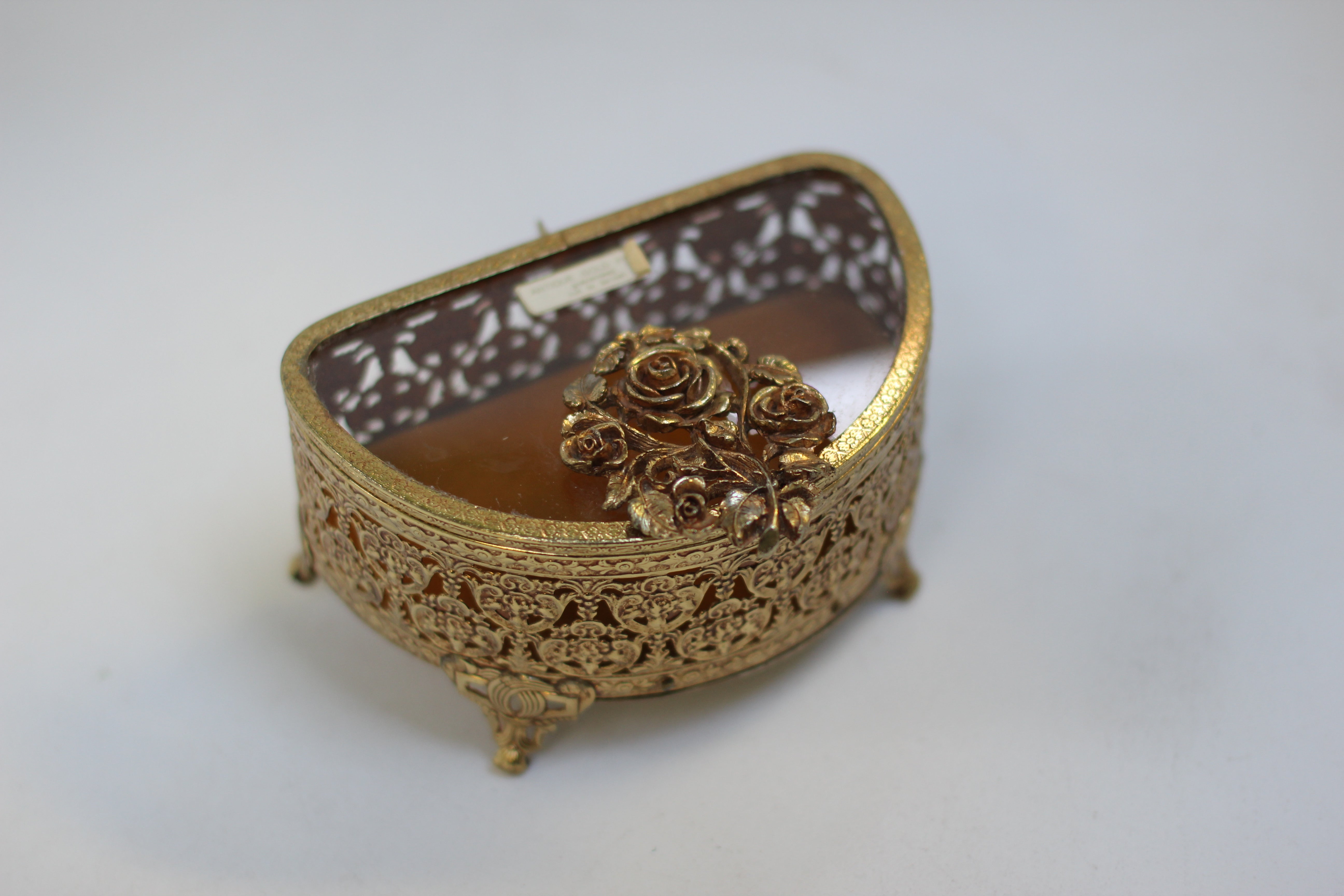 Antique Stylebuilt Floral Jewelry Box