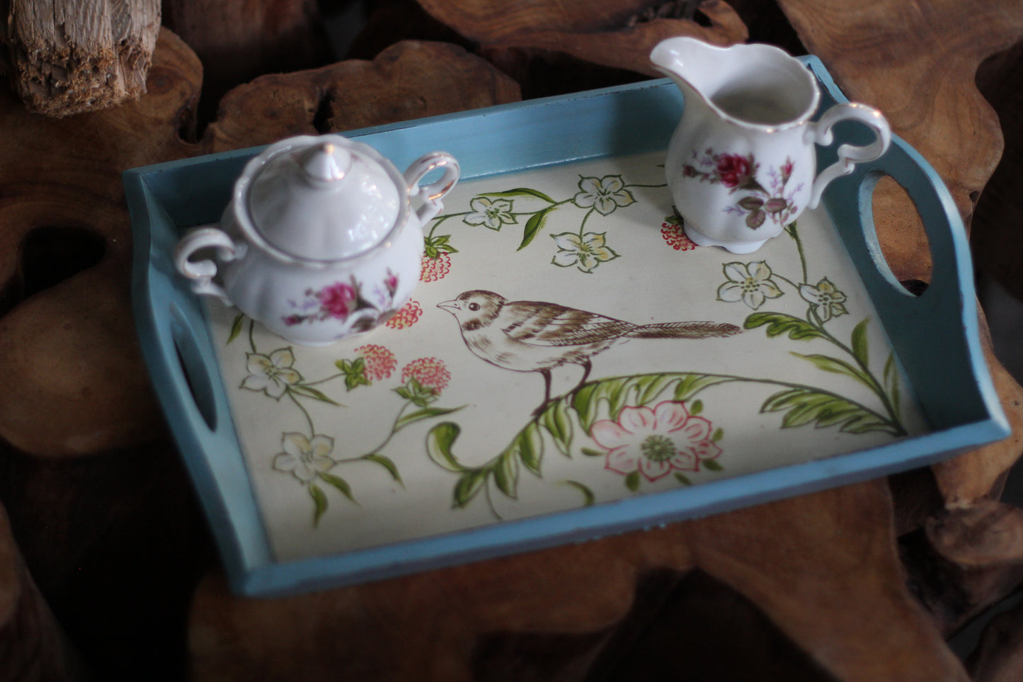 Antique Wood Bird Tray