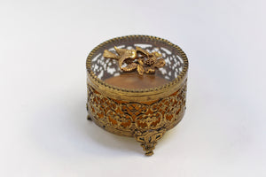 Antique Floral Dogwood Bird Jewelry Box