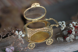 Antique Carriage Glass Filigree Jewelry Box