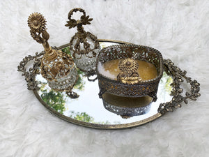Antique Ornate Gold Gilt Mirror Tray