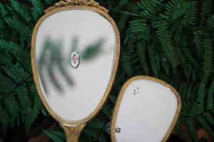 Antique Mirrored Guilloche Rose Vanity Set