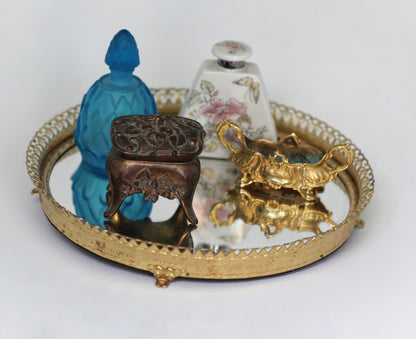 Vintage Circular Mirror Tray