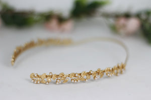 Full Ginkgo Leaves with Pearls Goddess Crown