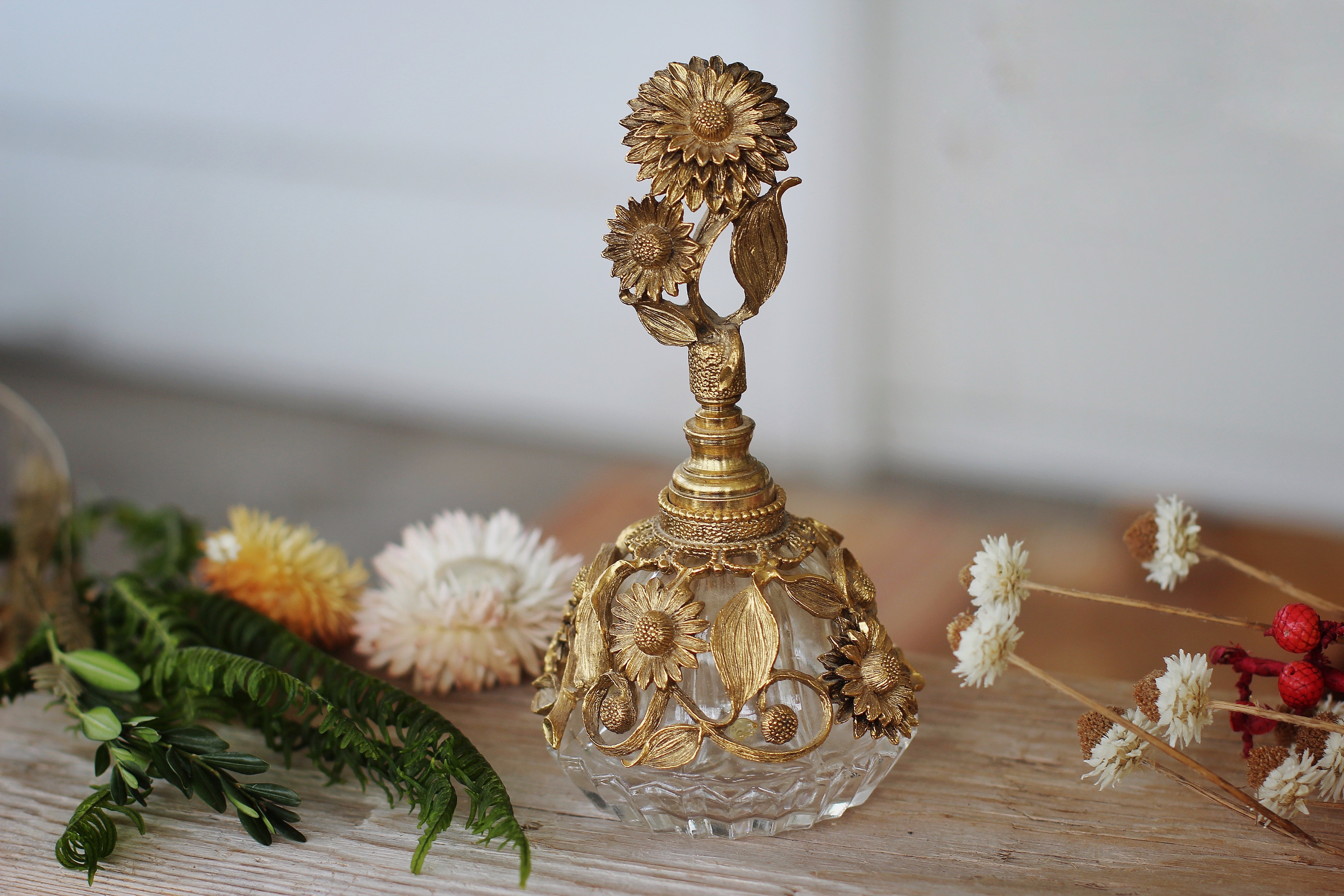 Antique Filigree Sunflower Matson Perfume Bottle