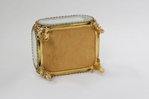 Antique Victorian Glass Filigree Jewelry Box