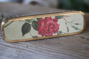 Antique Floral Rose Rectangular Hair Brush