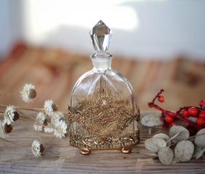 Antique Filigree Beveled Glass Perfume Bottle