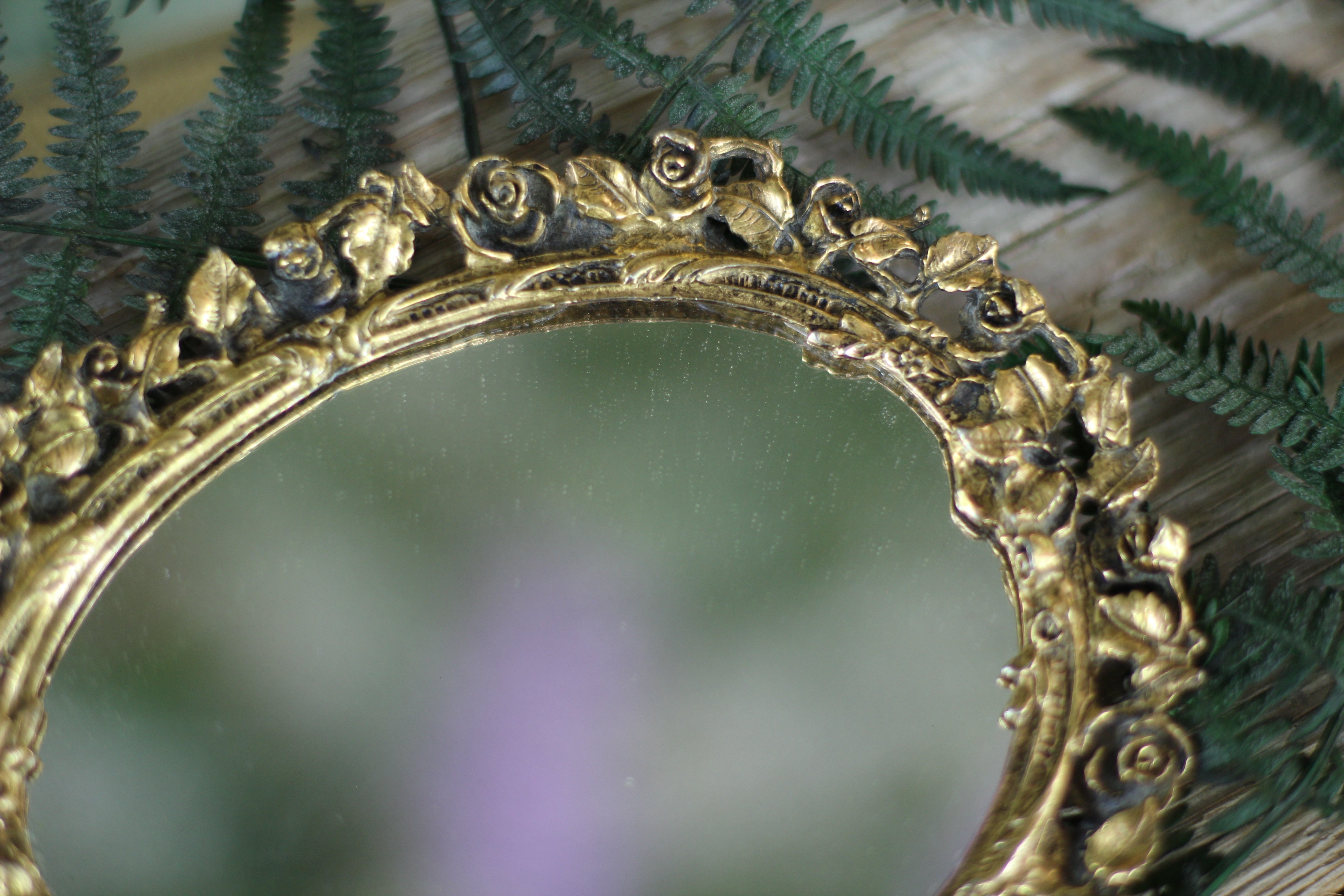 Antique Tiny Roses Matson Mirror Tray