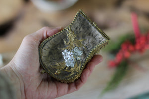 Antique French Victorian Floral Small jewelry Box