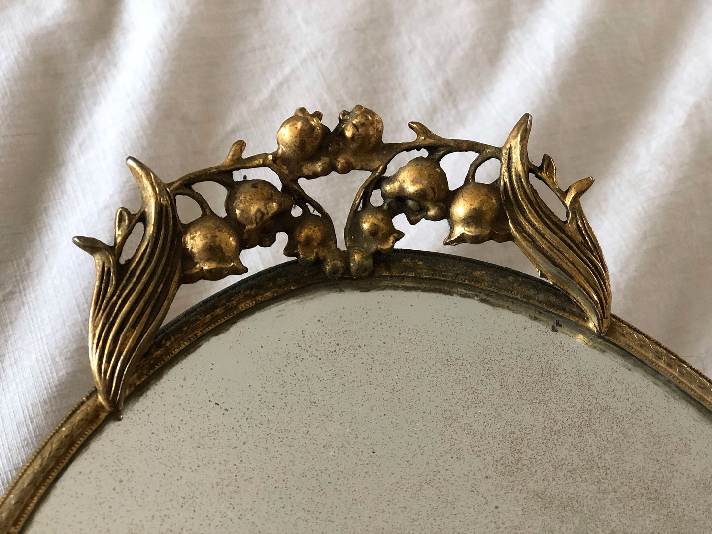 Antique Lily of the Valley Mirror Tray