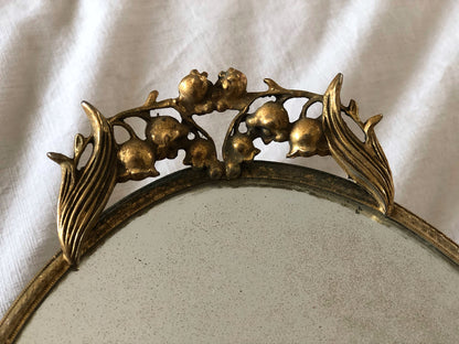 Antique Lily of the Valley Mirror Tray