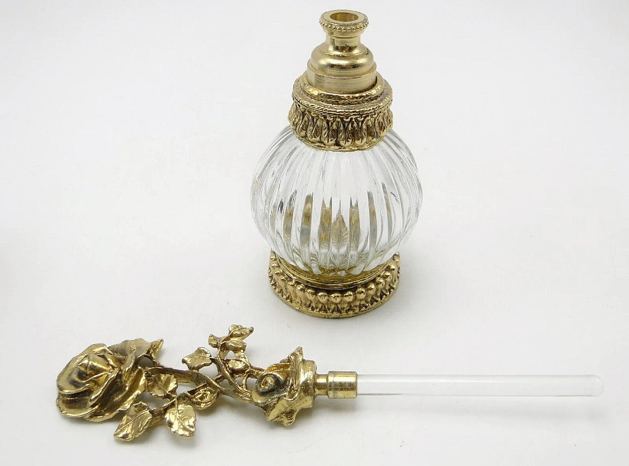 Antique Tall Floral Perfume Bottle