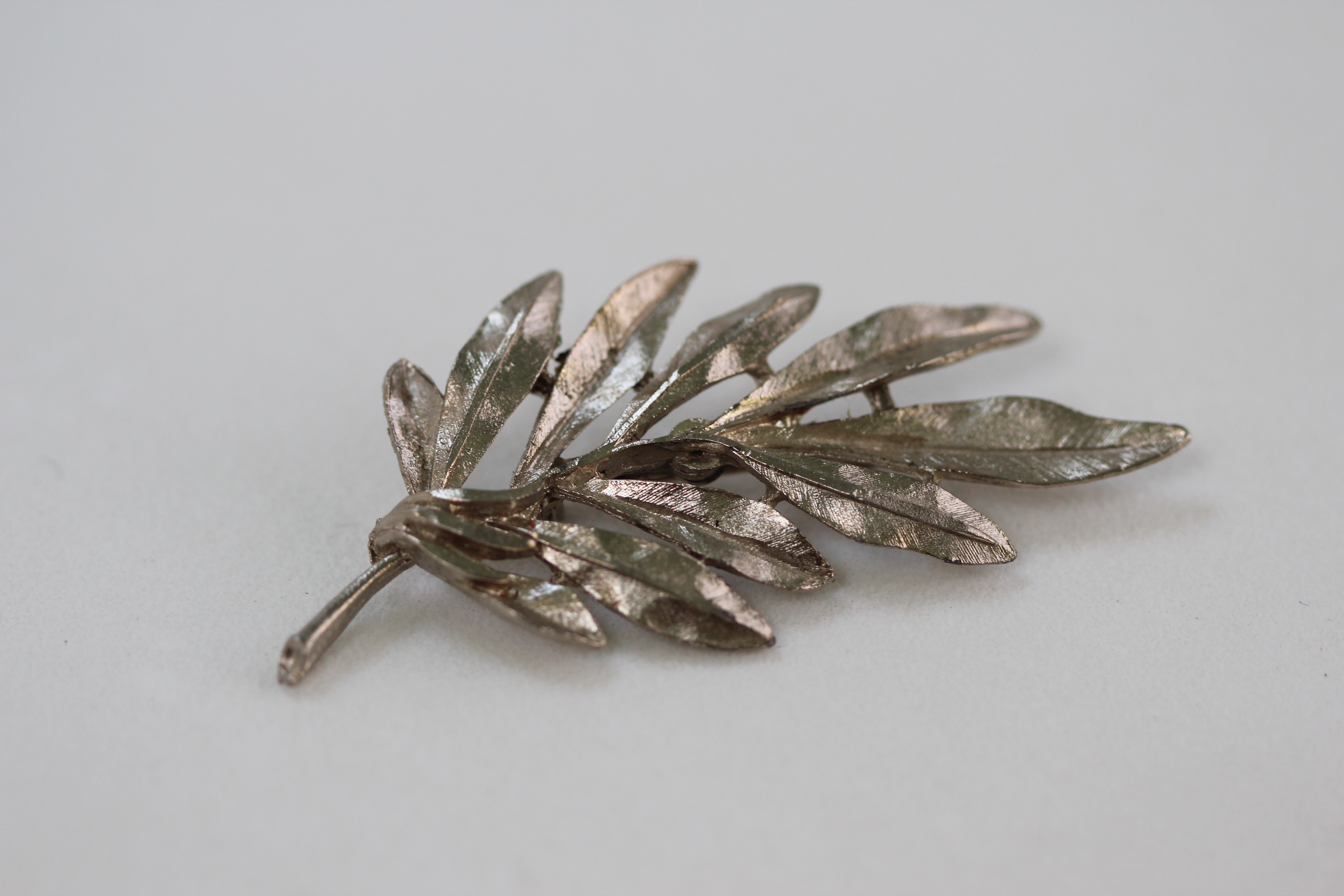 Silver Leaves Bouquet Brooch