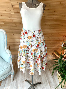 Vintage White Floral Skirt