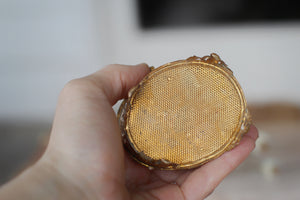 Antique Miniature Bronze Purple Paddjng Jewelry Box