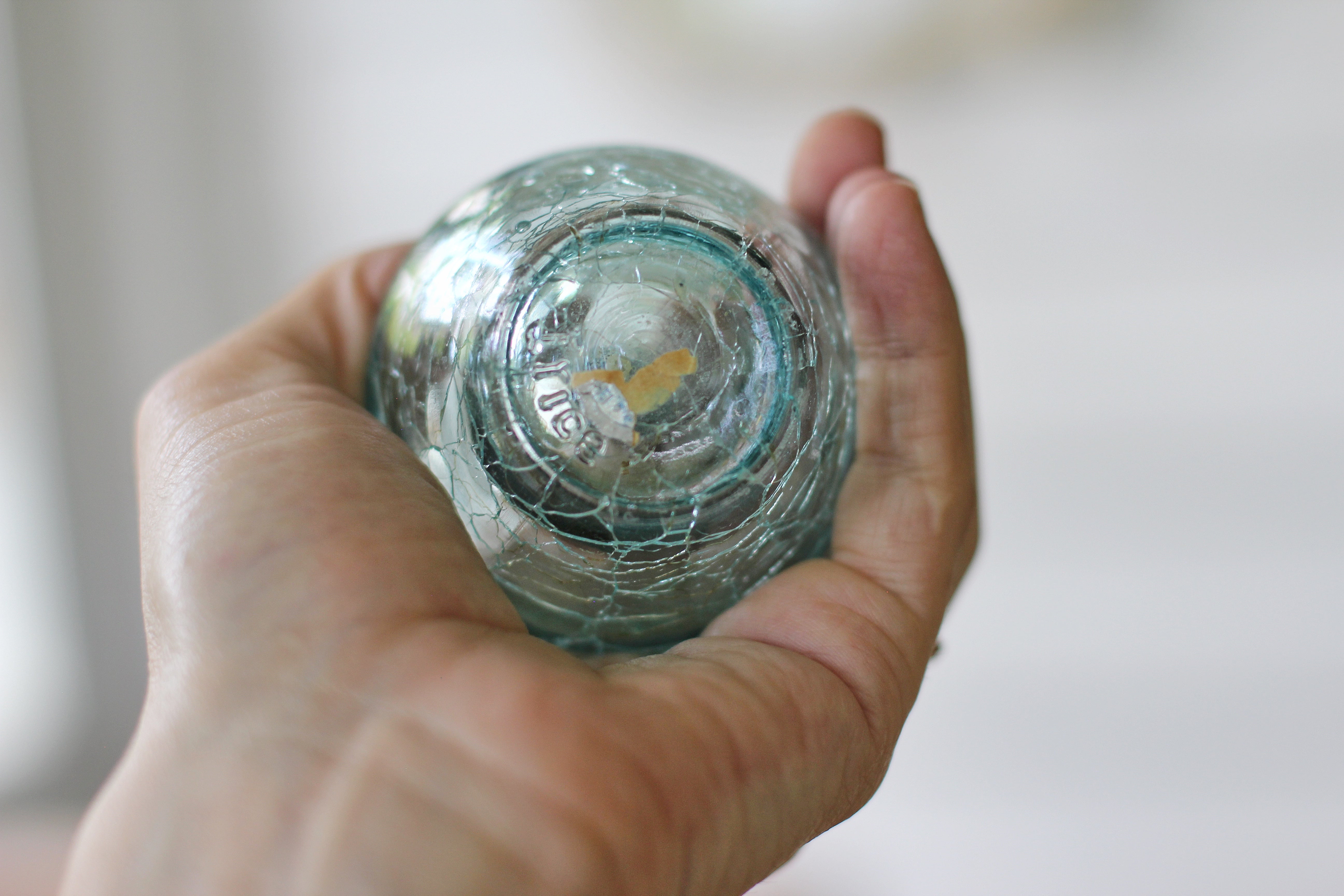 Antique Crackled Light Blue Perfume Bottle