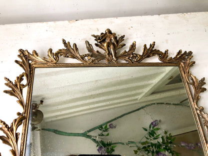 Antique Large Angels Vanity Mirror Tray