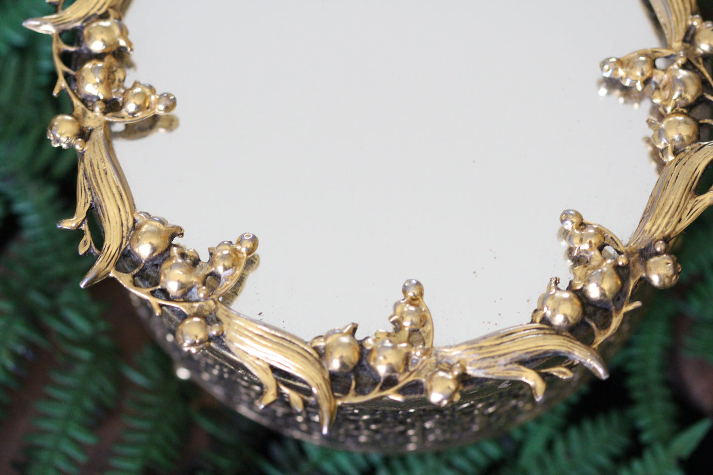 Vintage Stylebuilt Lily of the Valley Mirror Powder Jar