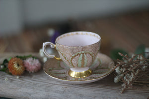 Vintage Pink Gold Mint Tuscan Tea Cup Set