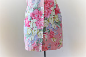 Vintage Floral Pink Carol Anderson Mini Dress