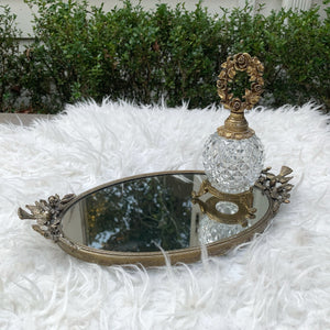 Antique Miniature Birds Mirror Tray