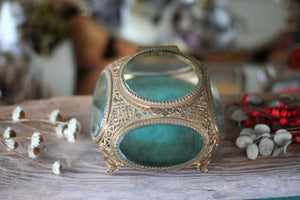 Antique Teal Jewelry Box