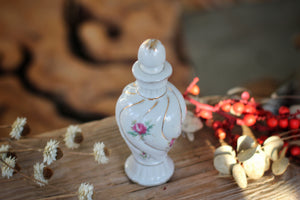 Antique Floral Roses Porcelain Perfume Bottle