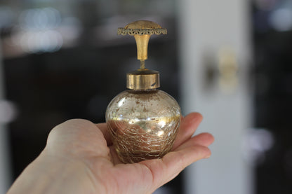 Antique Crackled Gold Automizer Perfume Bottle