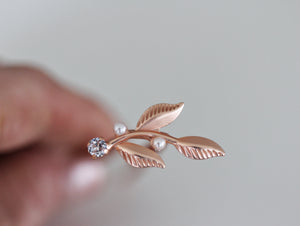 Delicate Twig, pearls & crystal Hair Prong